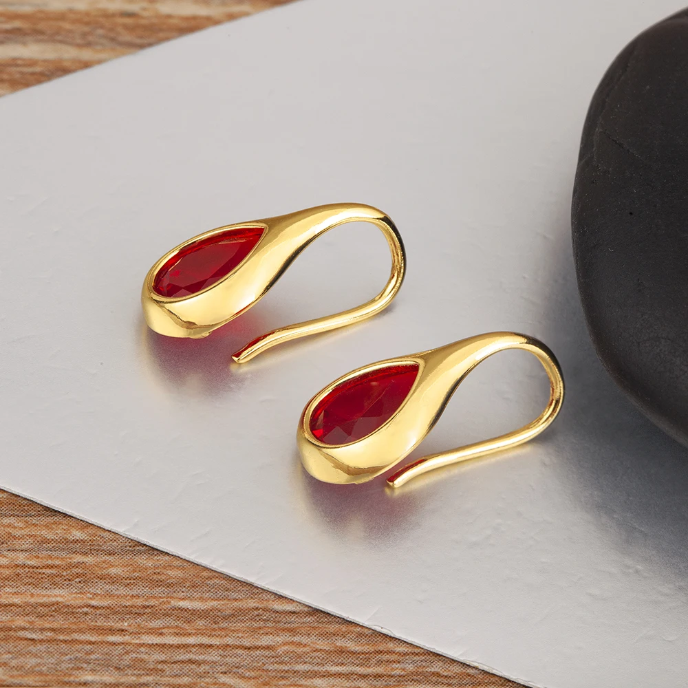AIBEF Waterdrop Shape Irregular Geometric Shine Crystal Drop Earrings For Women Daily Wear Female Copper Ear Jewelry Gifts