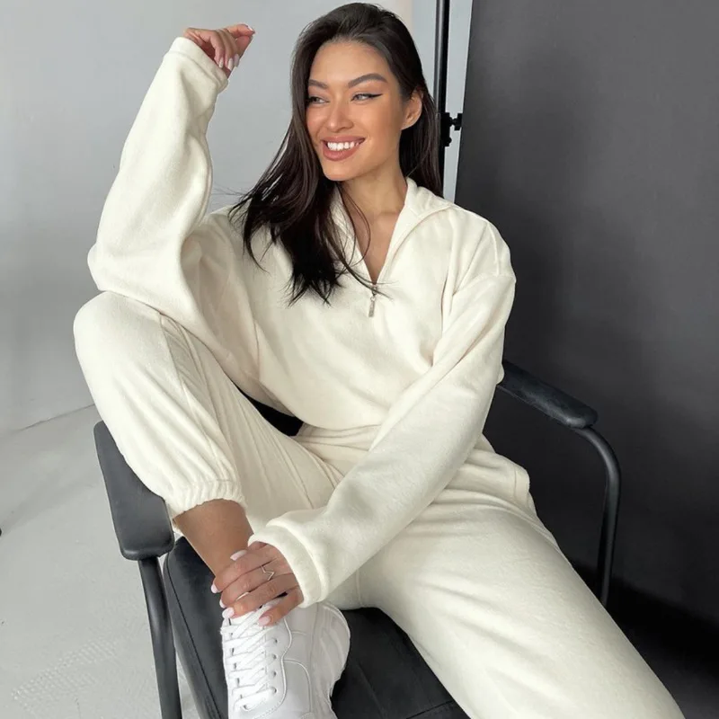 Women Clothing New Hooded Casual Hoodie Set Two Piece Set for Women Fashion Elastic Loose Fitting Suit for Autumn and Winter