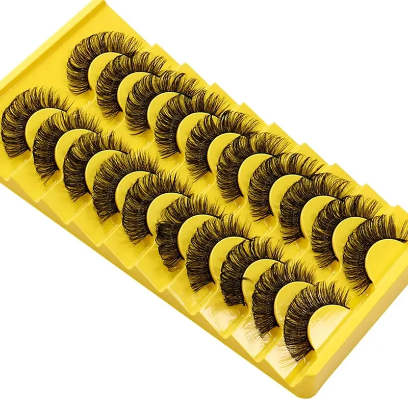 10 pairs of D-wave eyelashes DH stripes look like extended voluminous natural 3D false eyelashes, the dexterous false eyelashes