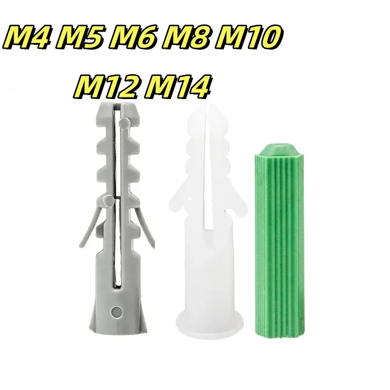 M4 M5 M6 M8 M10 M12 M14 Plastic Expansion Anchors Drywall Anchors Ribbed Plastic Anchor Rubber Plug Expansion Screw Anchors