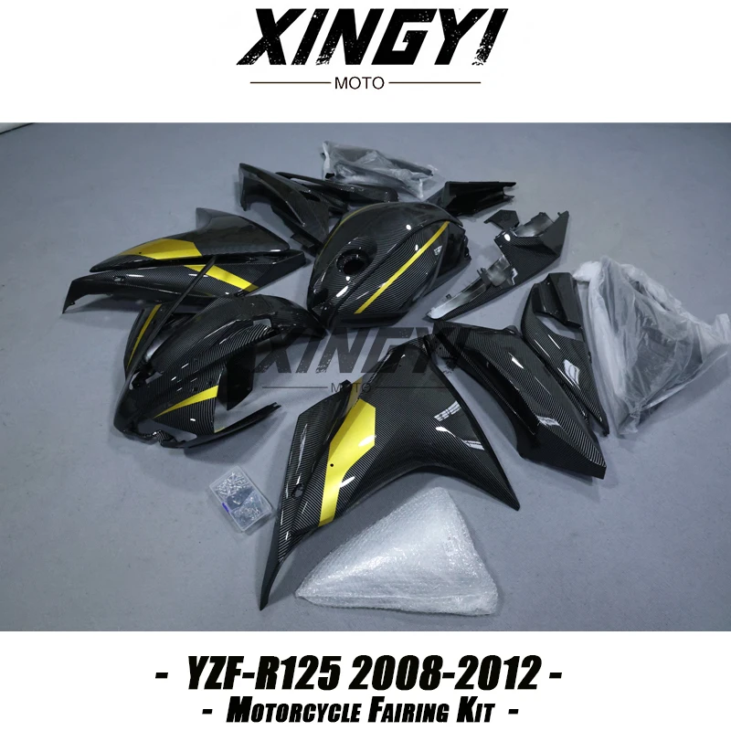 New Carbon Fiber Glod ABS Plastics Fairing Kit Fit for Yamaha YZF R125 YZF-R125 2008-2012 Bodywork Kit Injection mold 09 2010 11