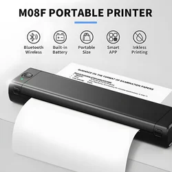 M08F A4 Paper Portable Thermal Printer 216mm Wireless Bluetooth Printer Compatible With Android iOS Laptop For Travel Office