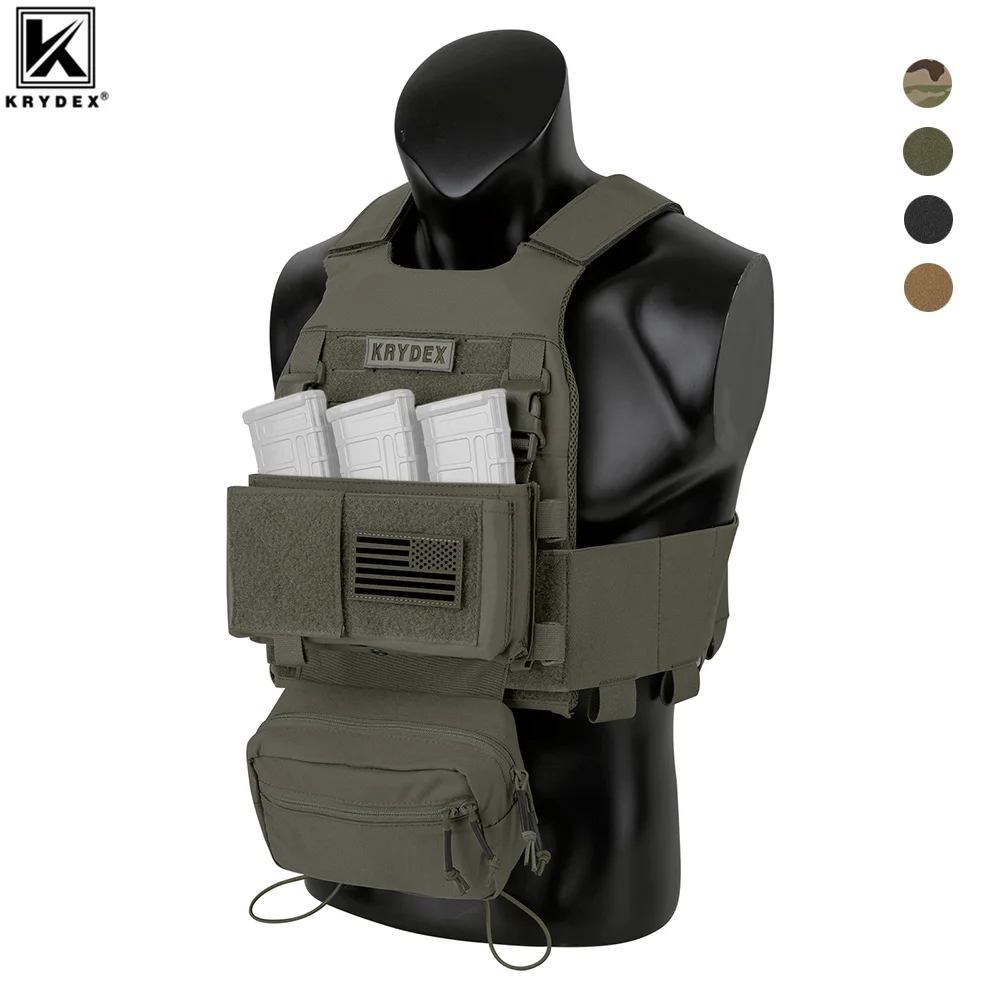 

KRYDEX Low Vis FCS Slickster Plate Carrier Combat Tactical Vest Elastic Cummerbund Micro Fight MK3 Chassis Drop SACK Pouch