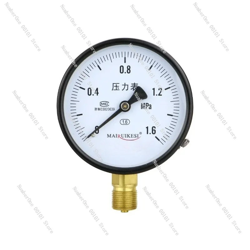 Y100 Stainless Steel Pressure Gauge M20 1.5 Thread Radial for Water Gas Oil Hydraulic Vacuum Negative Pressure Measurement