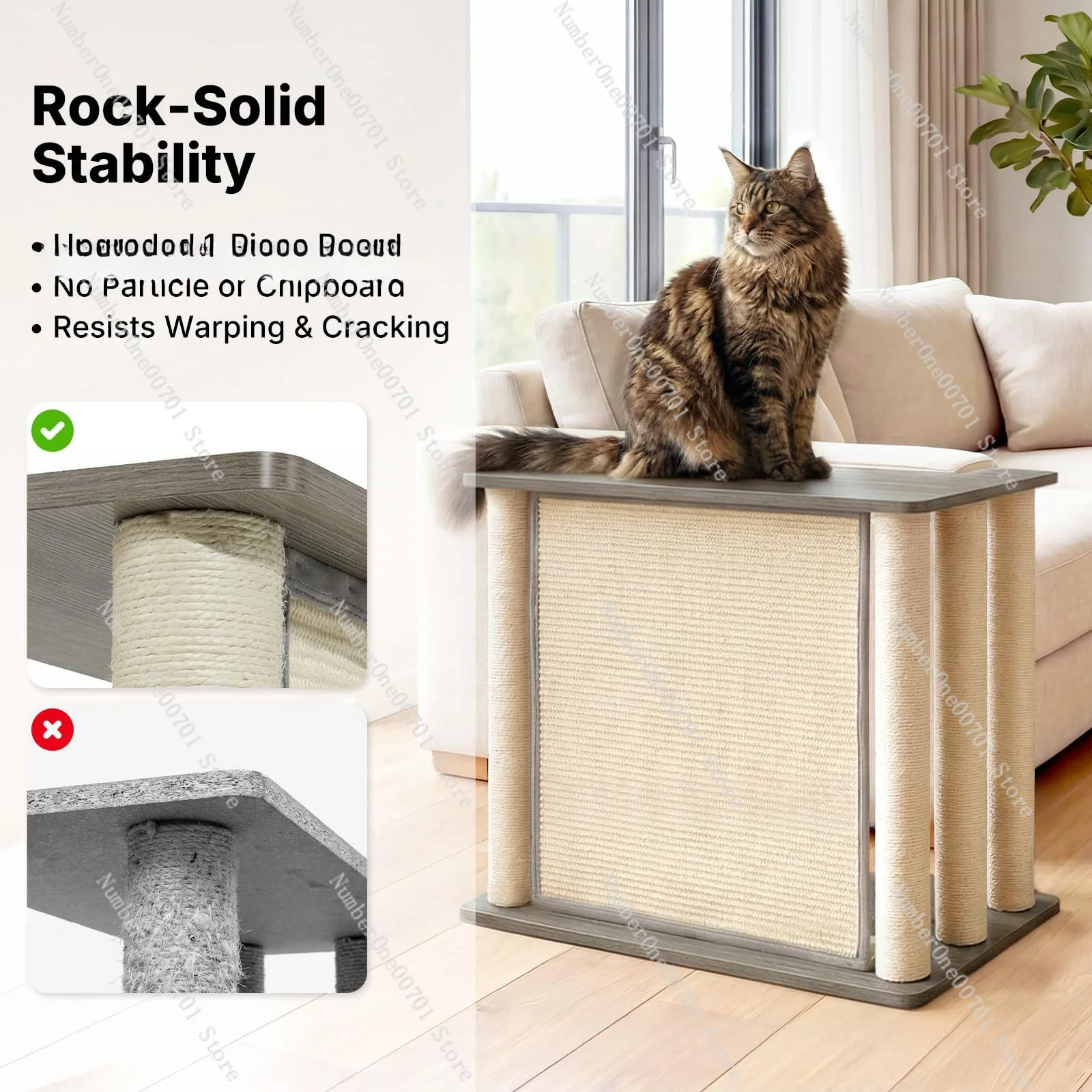 CatPaw Shape Cat Tree End Table with Scratch Board&Scratching Post, Indoor Pet Sofa Side Rest Furniture for Cats Daily Grinding
