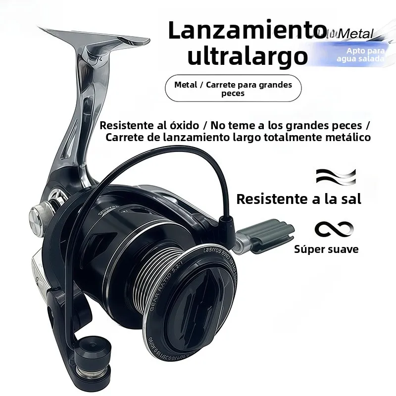 Carrete de Pesca Dawa Jinghui Gapless, Carrete Giratorio para Pesca de Grandes Capturas, Carrete de Lanzamiento Suave con Bob...