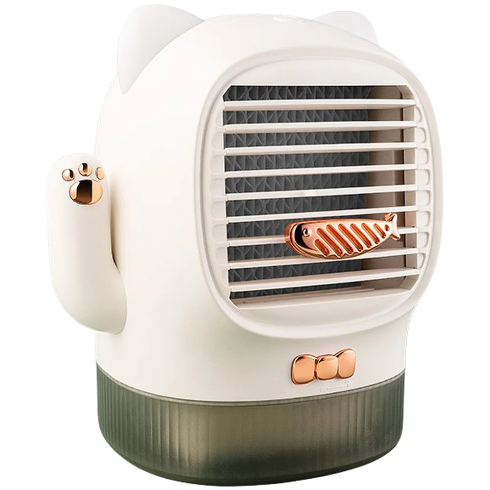 Water Cooled Lucky Cat Fan USB Rechargeable 3 Speed Desktop Cooler with LED Light and Aromatherapy for Bedroom