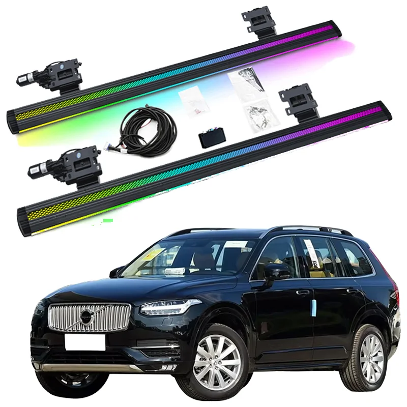 

No Drilling Required IPX7 Waterproof LED Colorful Lighting Aluminum Alloy Electric Running Board 2-Year Warranty， for Volvo