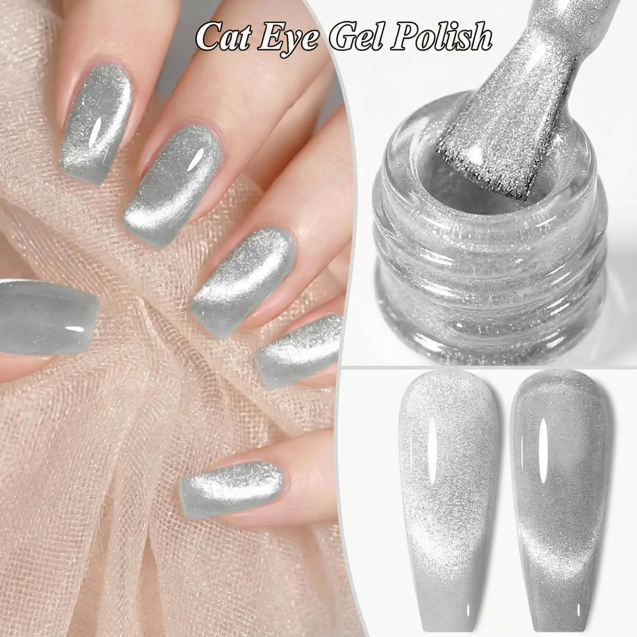 Hassleless White Cat Eye Gel Nail Polish Ultra Shine Soak Off UV Gel Mirror Glass Cat Magnet Gel Varnish Nail Supplies