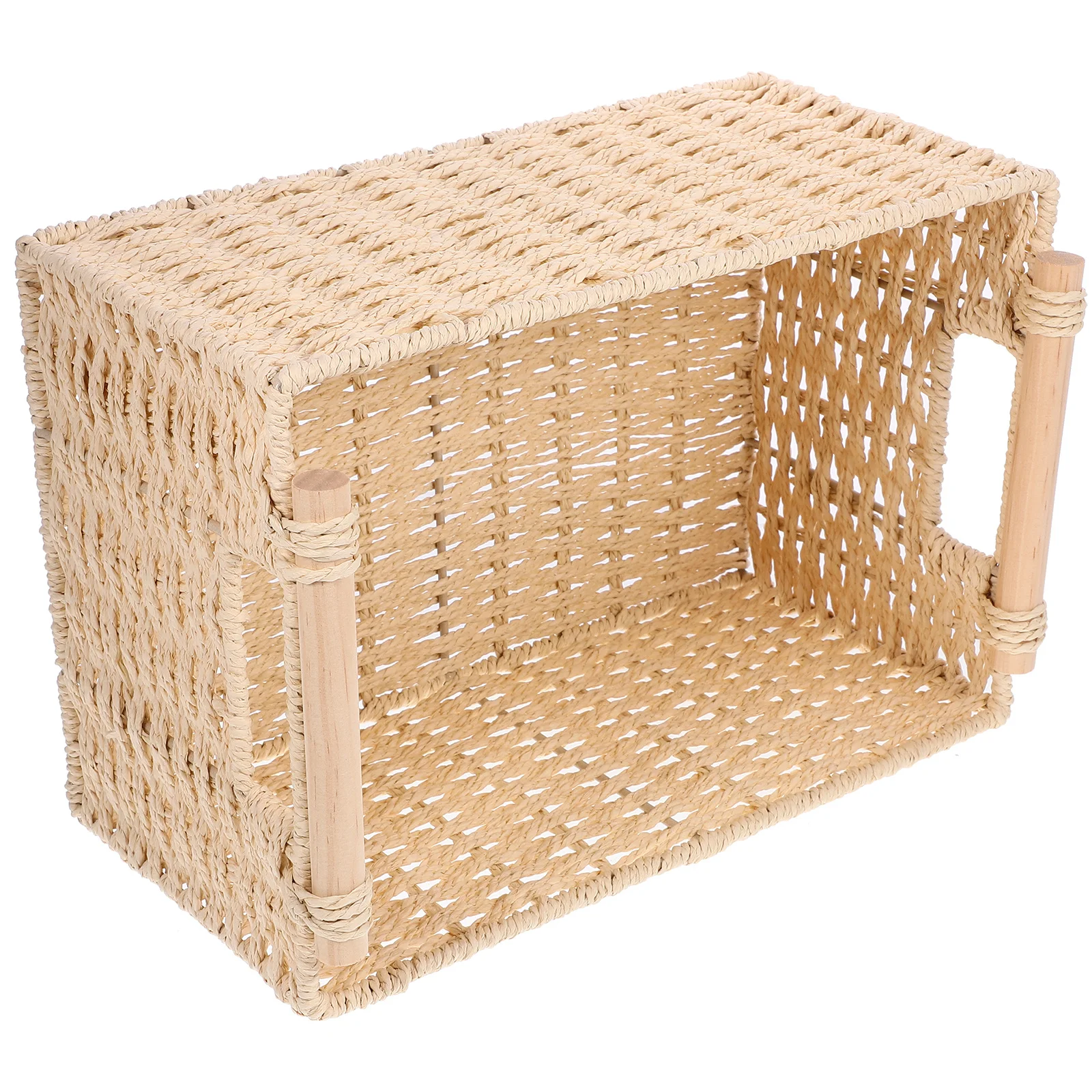 

Storage Basket Woven Desktop Basket with Handle Multipurpose Sundries Organizer Bin Household Storage Box