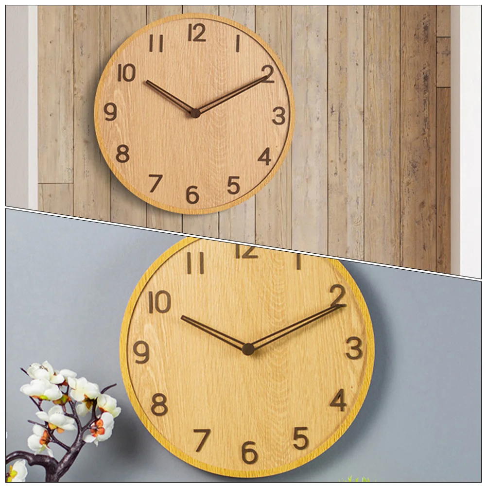 

Wood Grain Wall Clock Large Numbers Silent Non Ticking Vintage Decorative Home Office Bedroom Clock Indoor Modern Unique for New