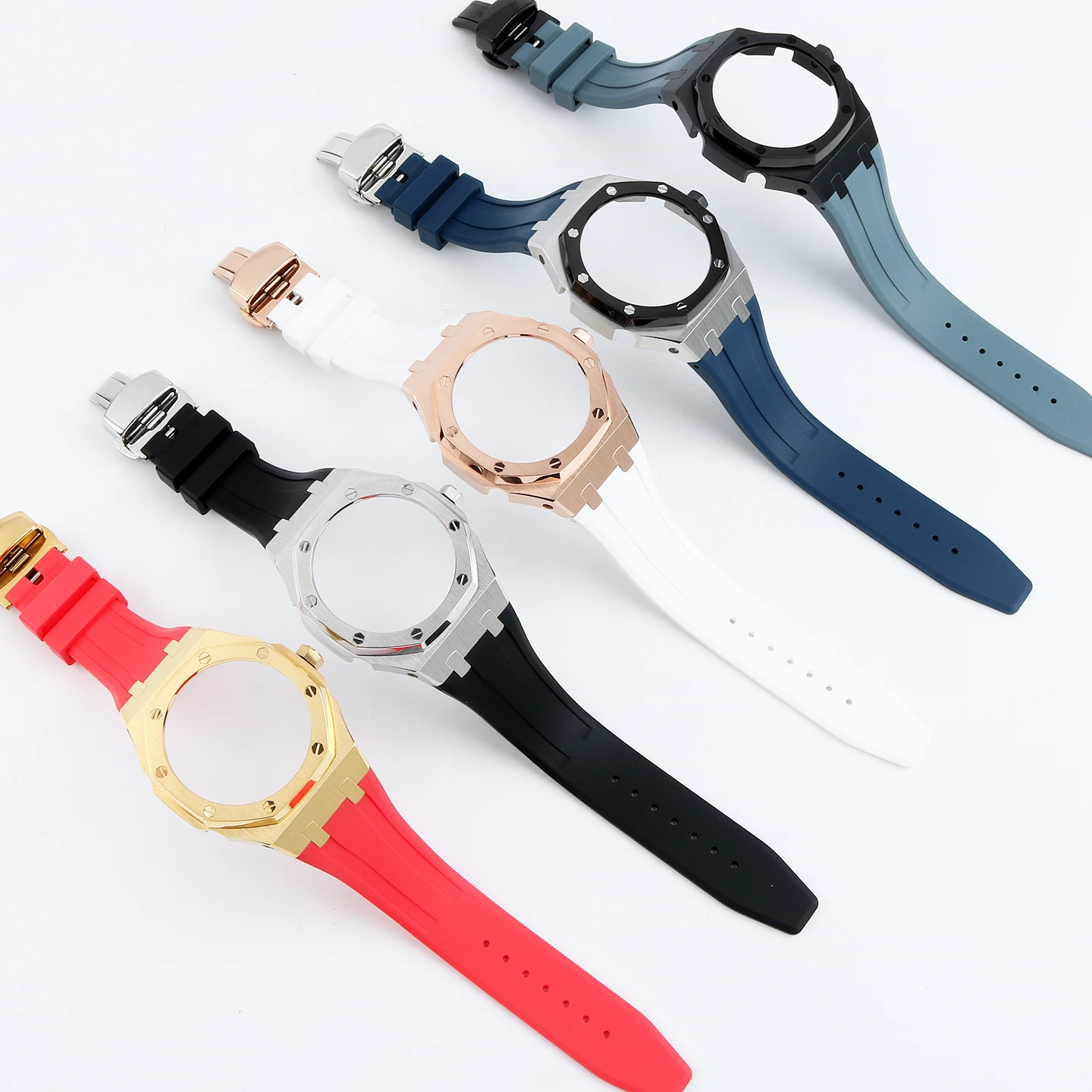 Metal octagonal case with watch strap for Casio G-SHOCK Farmhouse Oak Series models GM2100, GA2100, GBM-2100, and GA-B2100