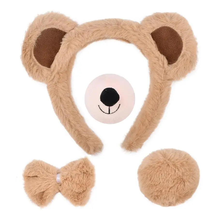 Cute Halloween Animal Ears and Tail Set Holiday Masquerade Dog Cosplay Costume Dress-up Accessories for Kids and Adults