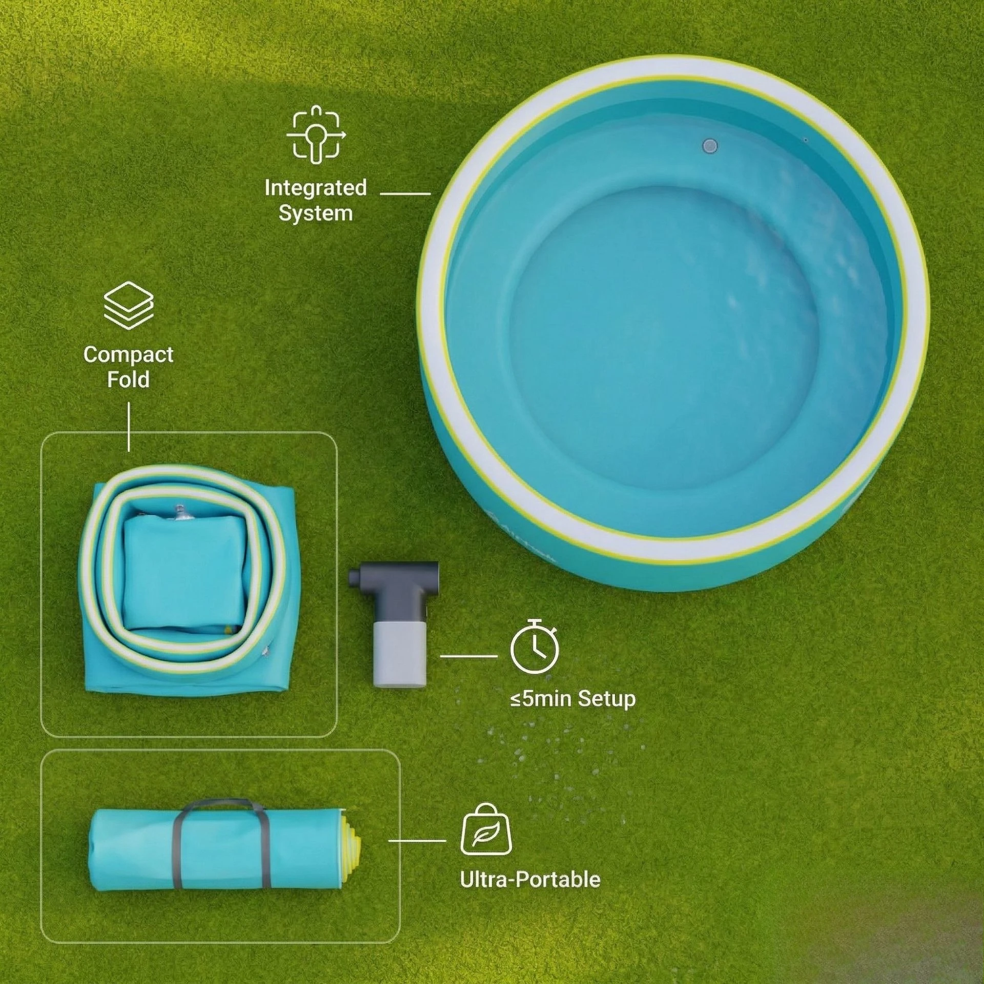 Inflatable Swimming Pool, Airtrek-Pool for Outdoor Use, 120x120cm, Kids Pool, Custom Logo Option