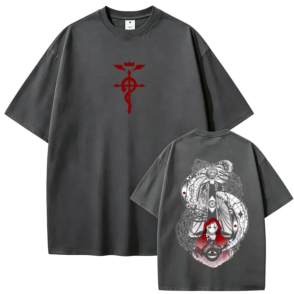 Japanese Anime Fullmetal Alchemist Edward Elric and Alphonse Elric Merch T-shirt Summer Men Women Manga Casual Oversized T Shirt