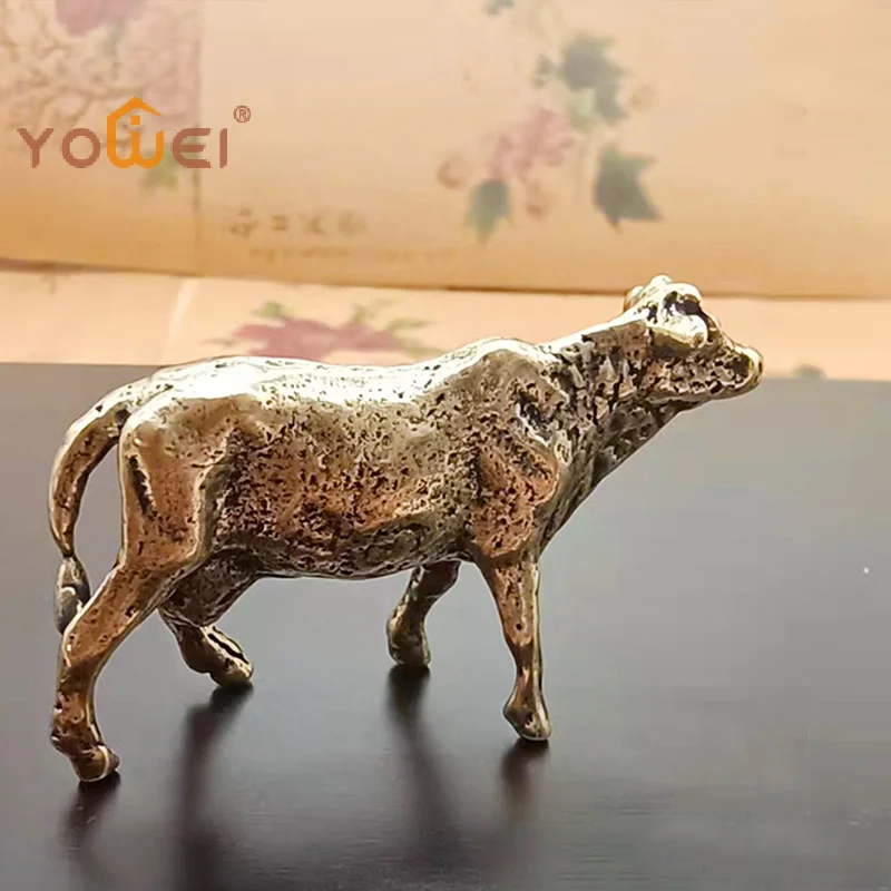 Latest Retro Brass Cattle Small Ornaments Miniatures Figurines Desk Decoration Animals Statue Ornament Home Gifts For Friends