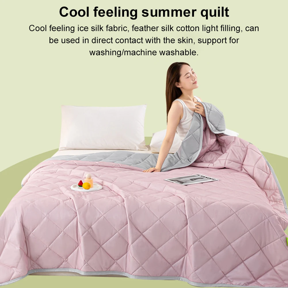 Cold Feeling Quilt Washable Lightweight Cooling Quilts Solid Color Breathable Bedroom Blanket for Bedroom Living Room