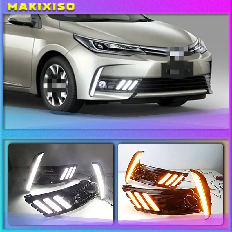 

2PCS Yellow Turn Signal Function Waterproof 12V Car DRL Lamp LED Daytime Running Light For Toyota Corolla 2017 2018