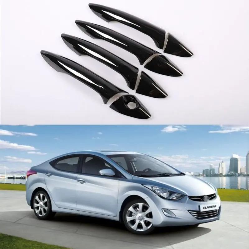 for 12-16 modern Elantra handles, carbon fiber patterned exterior door handles, door bowls, decorative stickers, baked black