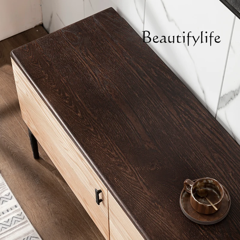 Nordic light luxury solid wood TV cabinet is a modern simple small apartment coffee table combination