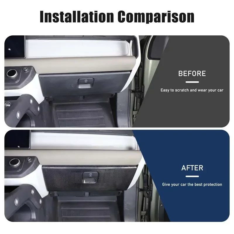 

1Pcs Real Carbon Fiber For Land Rover Defender 90 110 130 2020-2025+Car co-driver glove box panel decorative sticker accessories