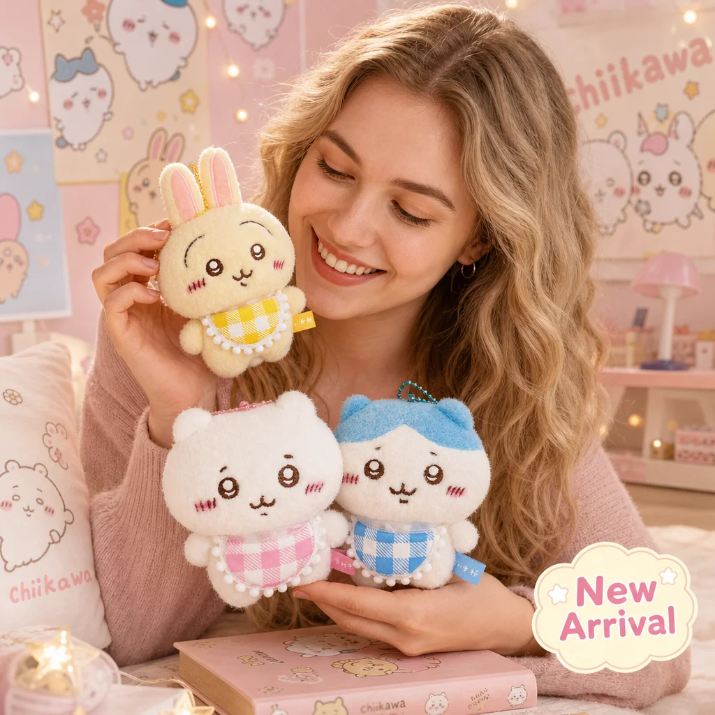 Chiikawa Plush Toys Usagi Hachiware Cute Anime Stuffed Doll Fluffy Long Plush Keychain Pendant Bag Charm Kawaii Kids Gift