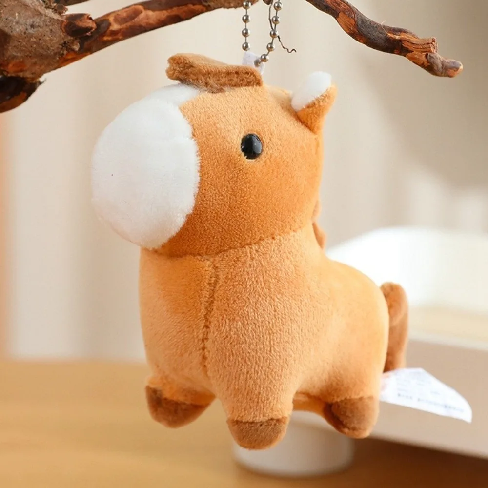 Leuke cartoon pony hanger dier mascotte pop pluche paard sleutelhanger ros pop Chinese stijl dierenriem pony beeldje feestelijk decor