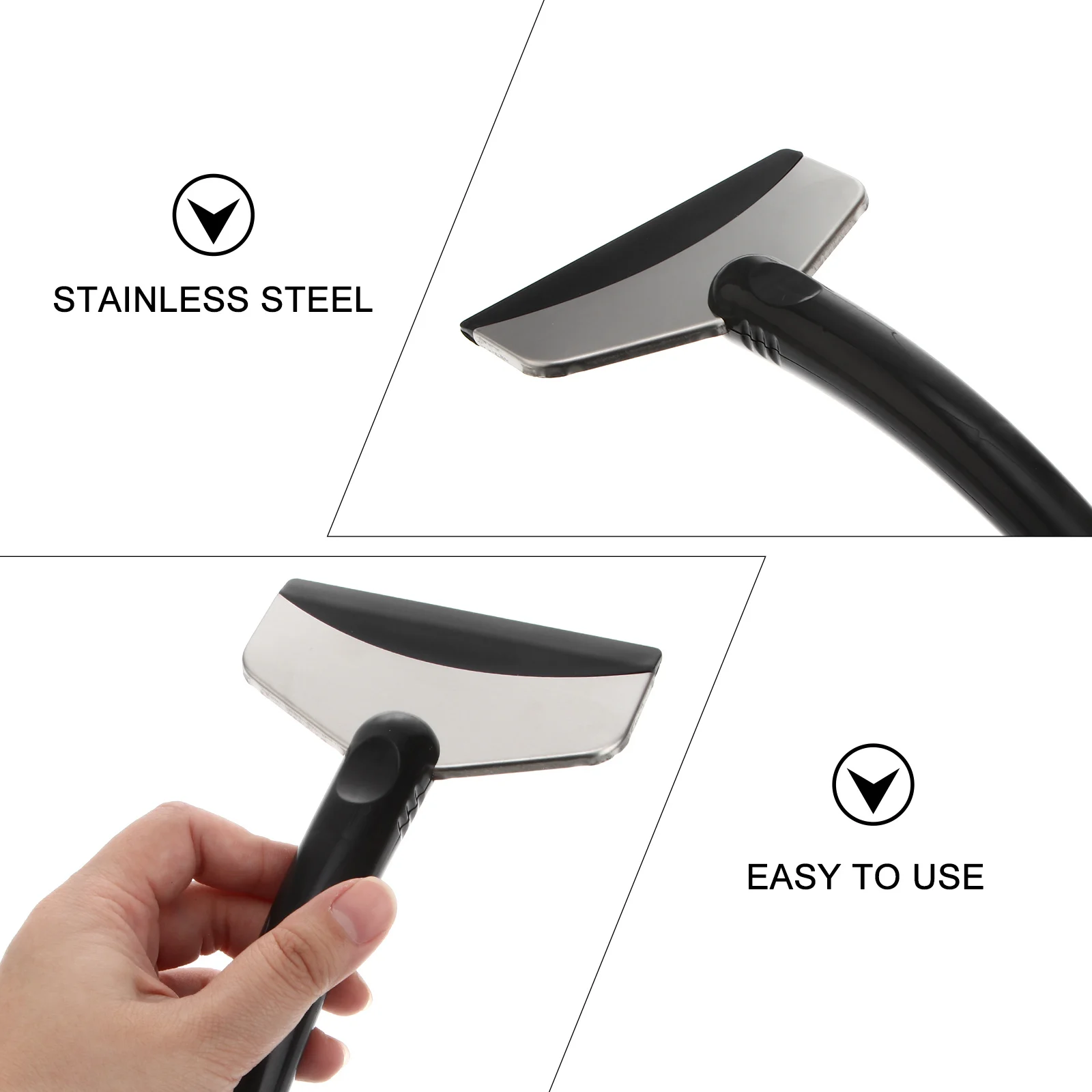 

Auto Ice Scraper Black 18x11cm ABS and Stainless Steel Snow Removal Tool for Car Windshield Non-Scratch Contoured