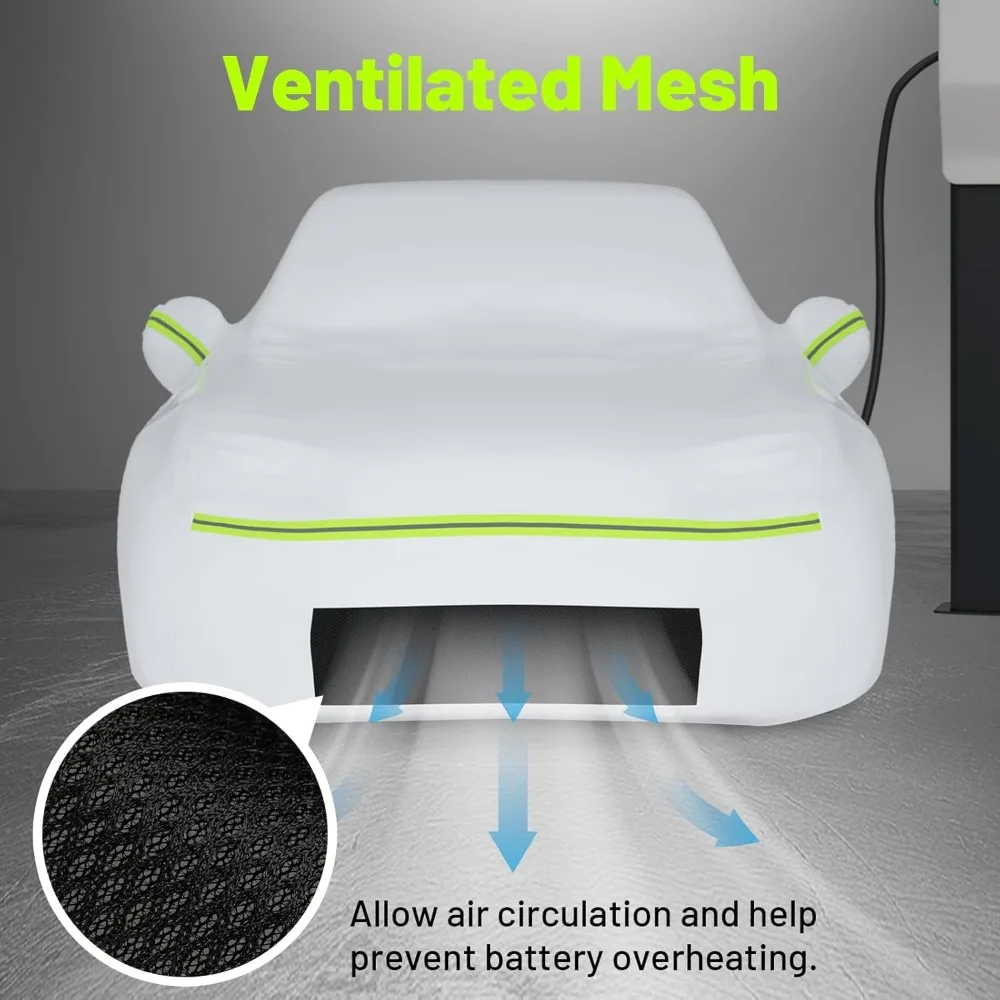 Copriauto Tesla Model 3: protezione impermeabile per tutte le stagioni con presa d'aria e cerniera per porta di ricarica