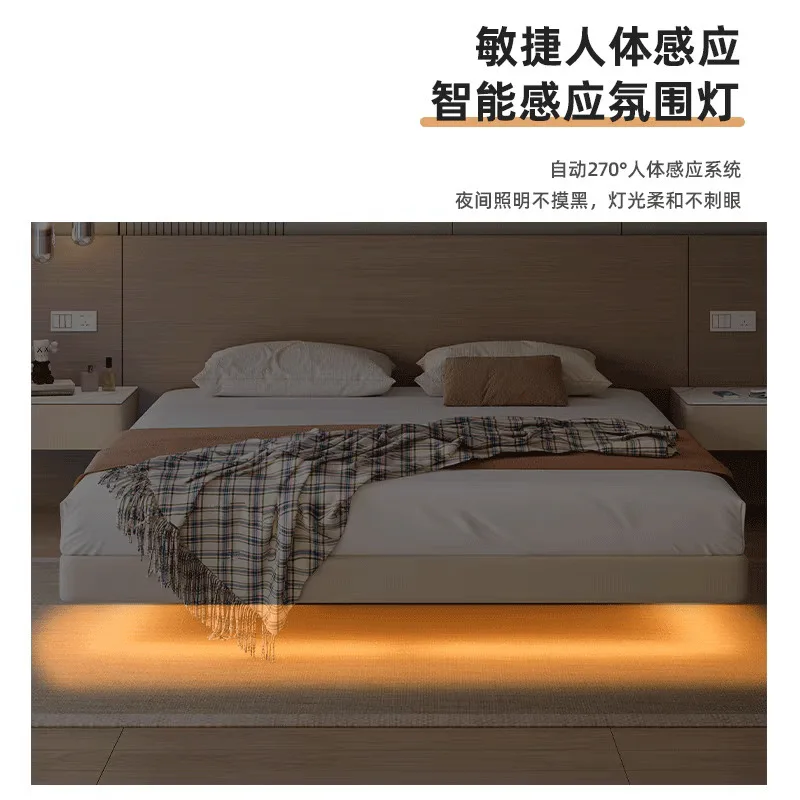 Simple bedside bed, leather bed tatami, no back bed frame