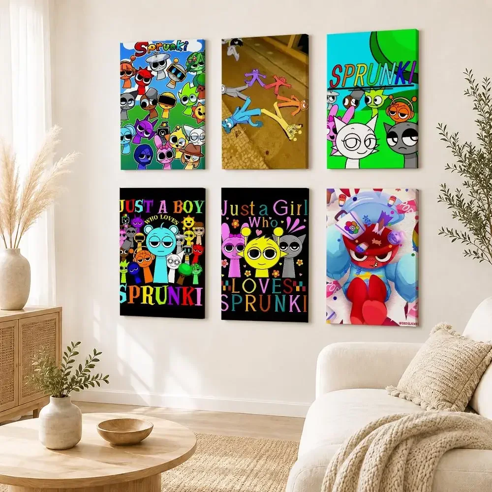 S-Sprunki Game Painting Calligraphy Framed Canvas Wall Art Print | Modern Poster | Home Hallway Decor