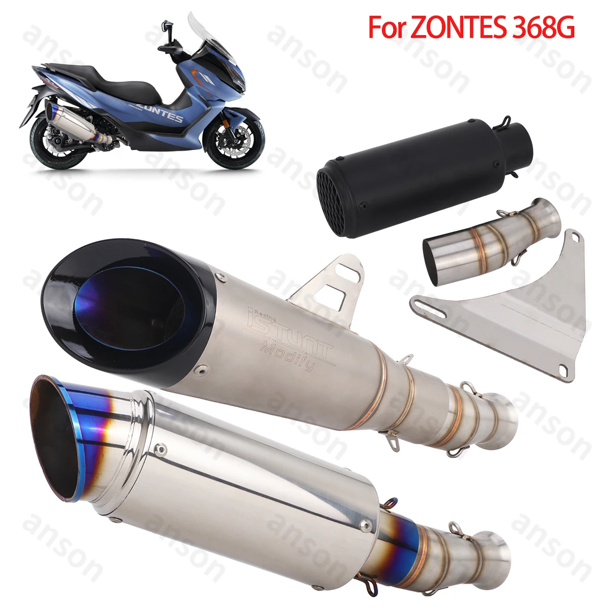 Exhaust Mid Pipe System Slip For ZONTES 368 368G 368D 368M 368K 368E Escape Modify Muffler Link Middle Pipe with Bracket