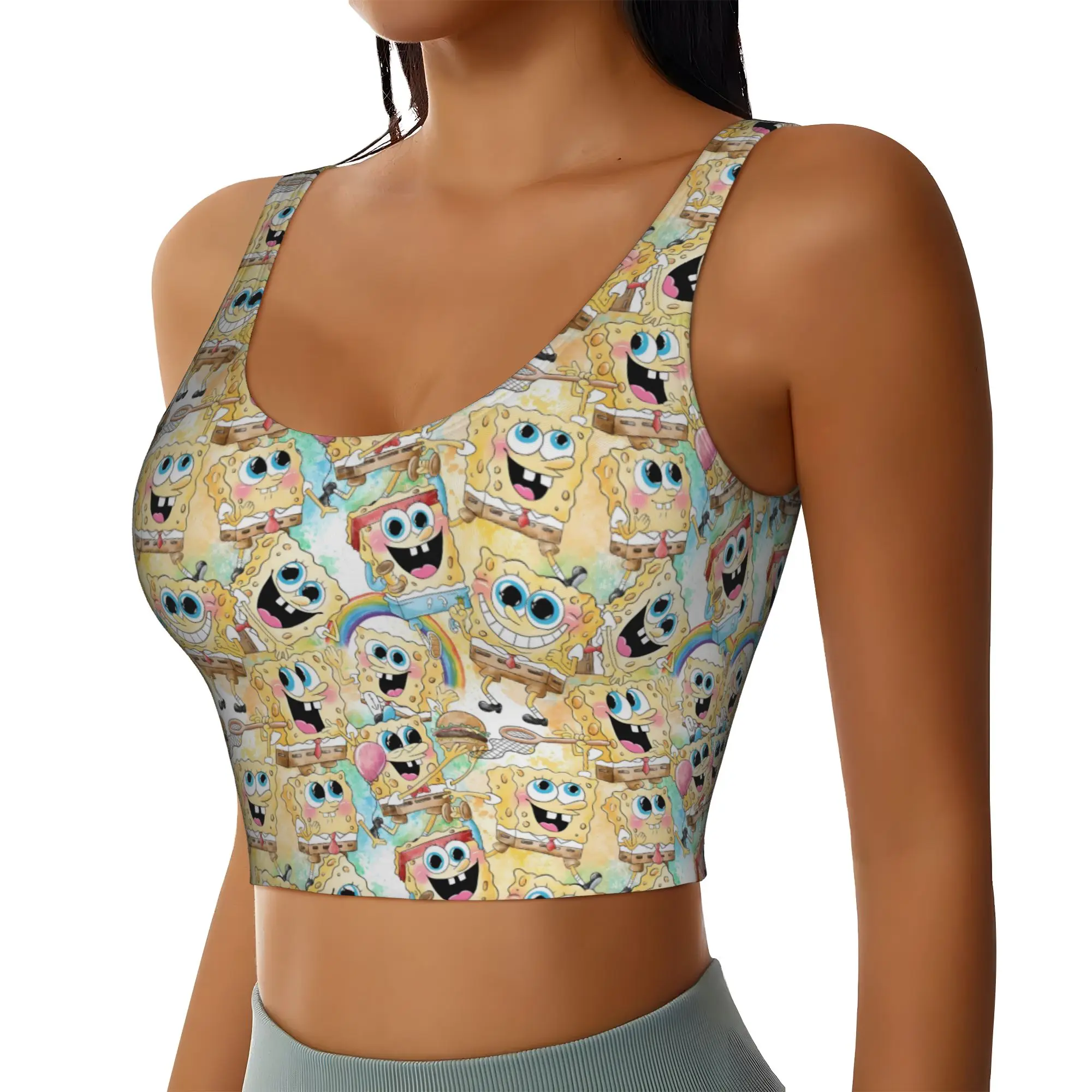 Custom High Impact S-Sponged Anime Bobed Sports Bra Women's Cartoon Gym Workout Yoga Crop Top