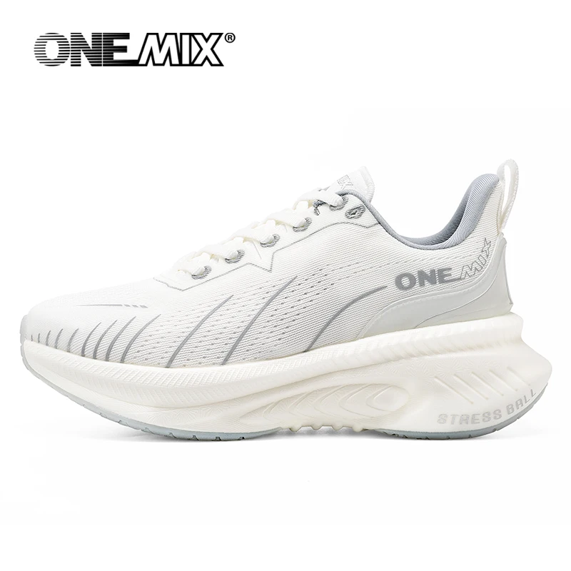 ONEMIX Scarpe da corsa da strada bianche per uomo Cuscino d\'aria Scarpe sportive da esterno Scarpe da ginnastica maschili Scarpe da jogging estive