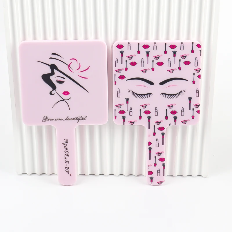 1 個まつげエクステンションミラーラッシュリフティング化粧鏡正方形ハンドヘルドミラーグラフティングつけまつげ美容メイクアップツール