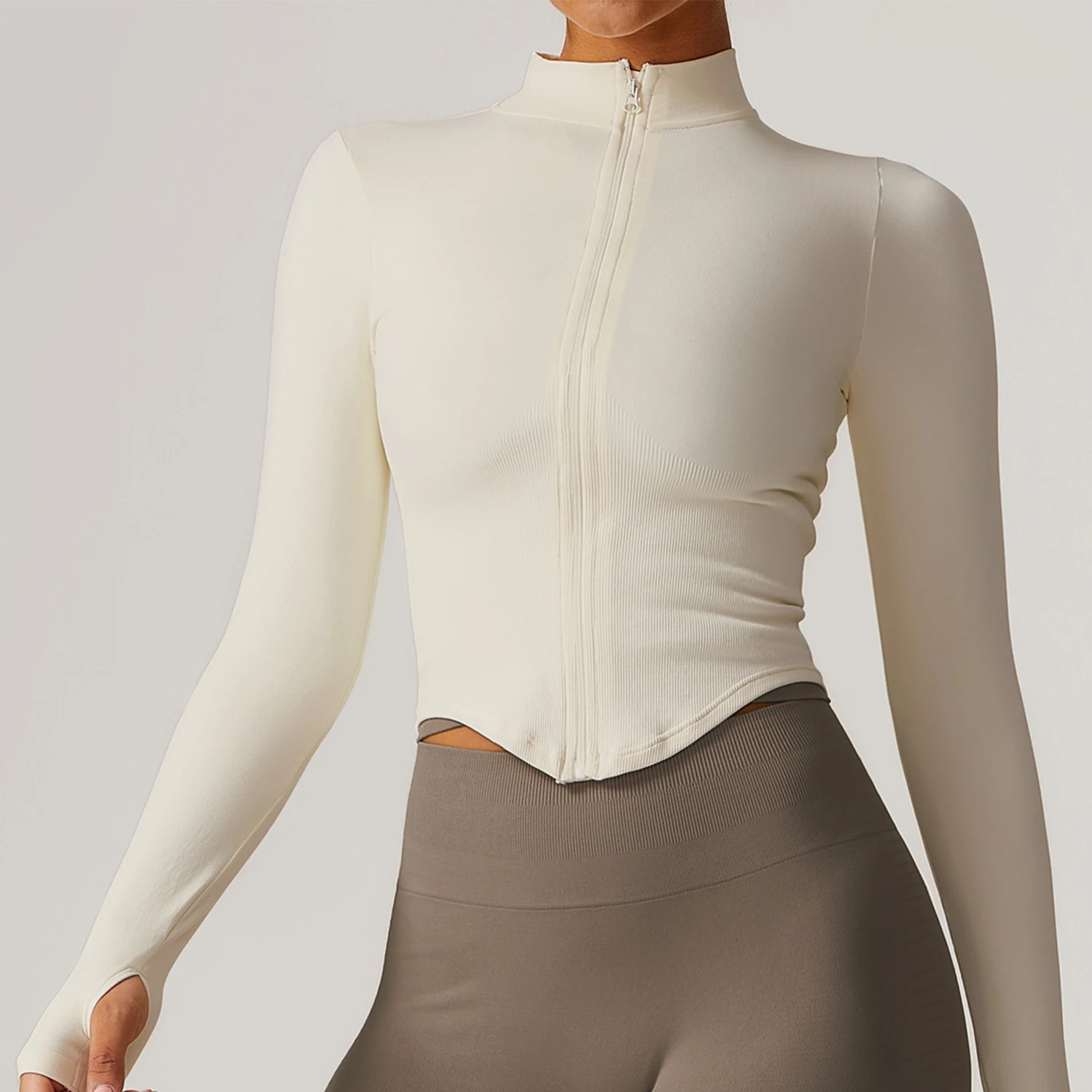 

New Zipper Sports Top Women Gym Long Sleeve For Fitness Seamless Coat Clothing Running Workout Tights Gym Tops Yoga Shirts