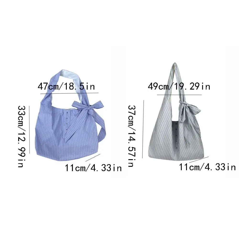 Arco listrado lona sacola estilo literário estilo coreano lona hobo saco azul cor fresca grande capacidade axilas saco estudante