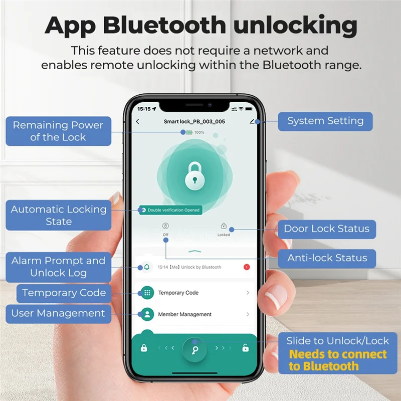 ABGN ドアノブ指紋ドアロックスマート Bluetooth ドアロック生体認証キーレスエントリードアロックハンドル付き