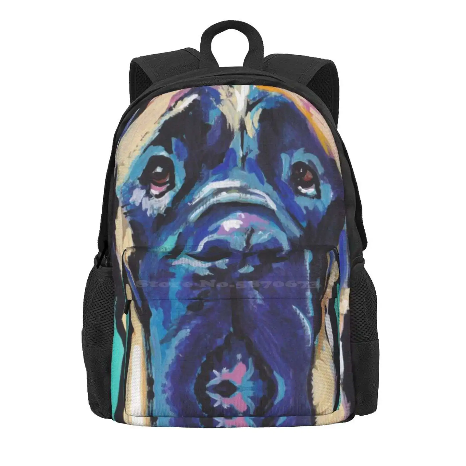 English Mastiff Bright Colorful Pop Dog Art Hot Sale Schoolbag Backpack Fashion Bags English Mastiff Fawn Bold Mastiff Colorful