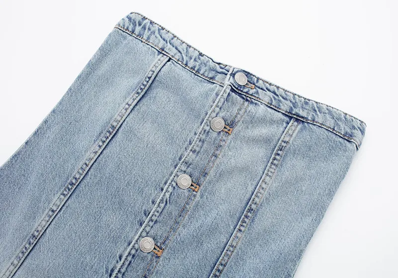 

Faionable Loose Denim Rer Women's Tube Top High Waist Wide Leg Jeans Jumpsuit Spring Summer New Arrival Light Blue