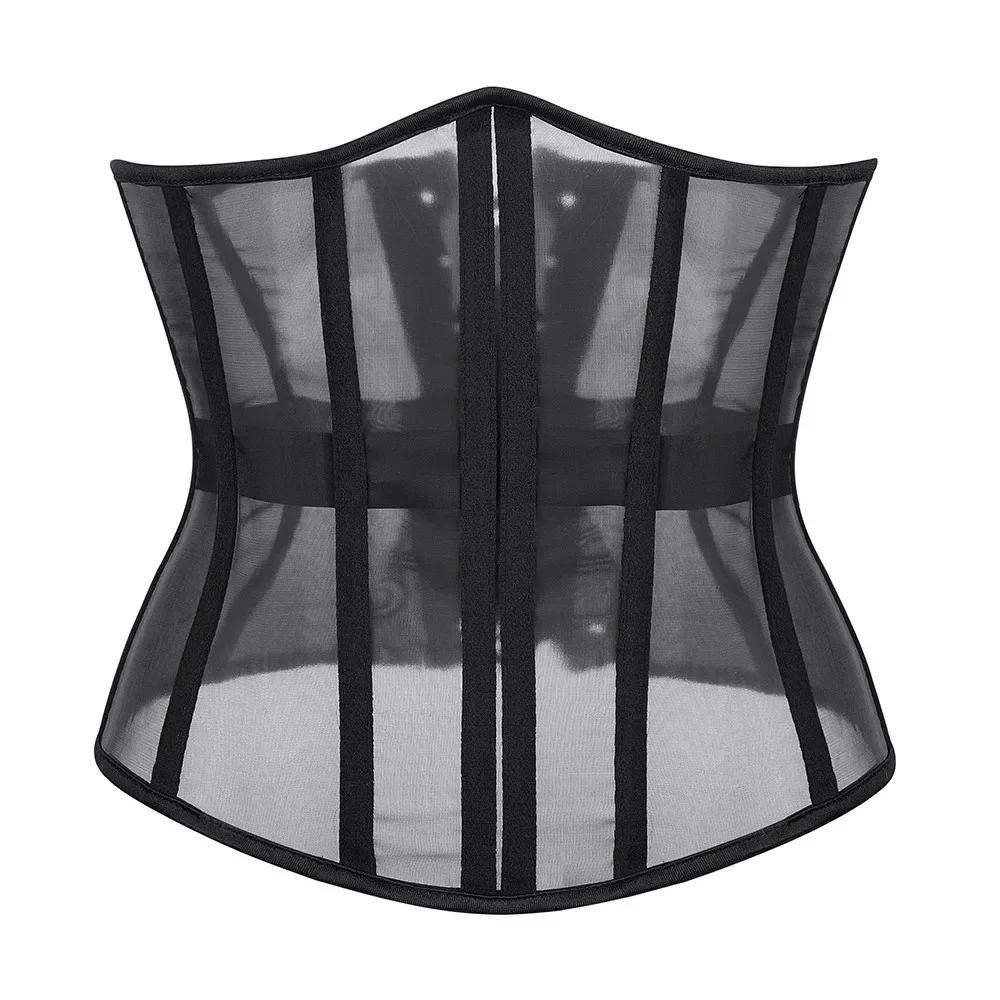 Underbust Bustiers Women Sexy Corset Top Mesh Breathable Lace Up Body Shaper Waist Trainer Sexy Corselet