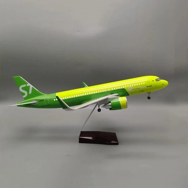 2024 New 47CM 1/80 Airplane A320NEO A320 NEO Siberia S7 Airlines Model Toy Light & Wheel Landing Gear Diecast Resin Plane Model