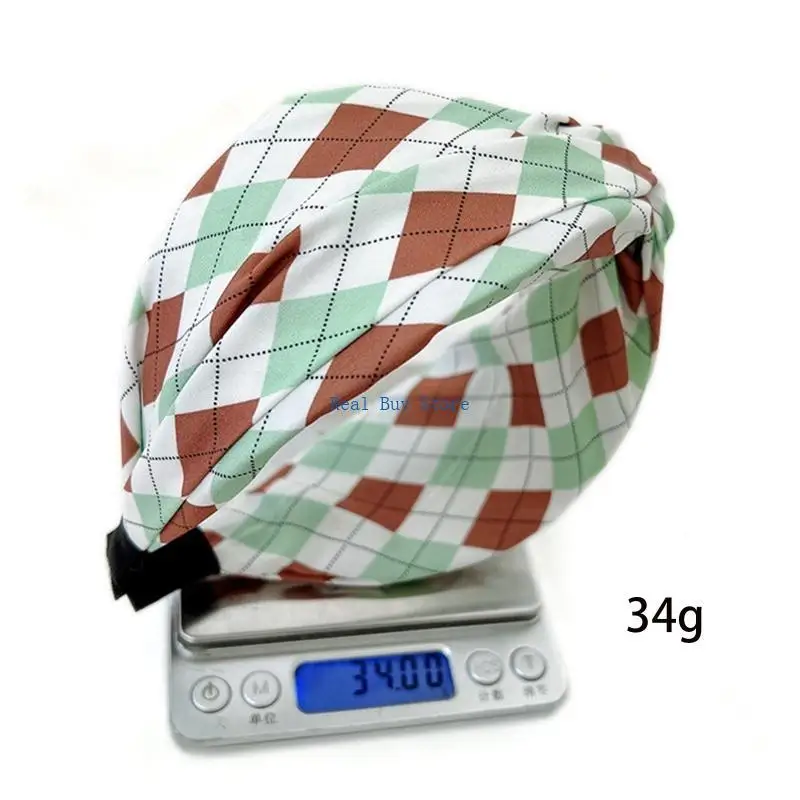 

U13D Sweet Hair Hoops Girls Washing Face Hairband Lattice Pattern Decor Hair Hoop