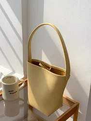 Compact Bucket Bag Handbag Small Size Mother-Child Single Shoulder Simple Versatile Retro Style Casual Purse for Youth