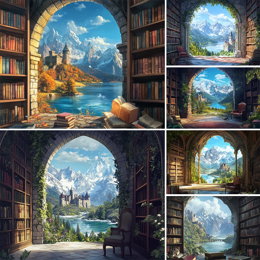 

Magic Bookshelf Library Living Room Wall Hanging Decoration Items Aesthetic Dorm Home Decor Wall Art Background Cloth