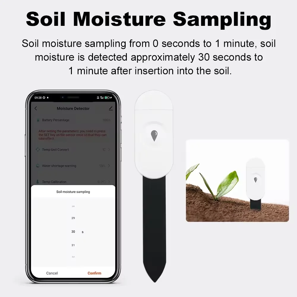 Zigbee Soil Moisture Sensor Monitor Plants Moisture Humidity Temperature Tester Tuya Smart Life Voice Control Google Home Alexa