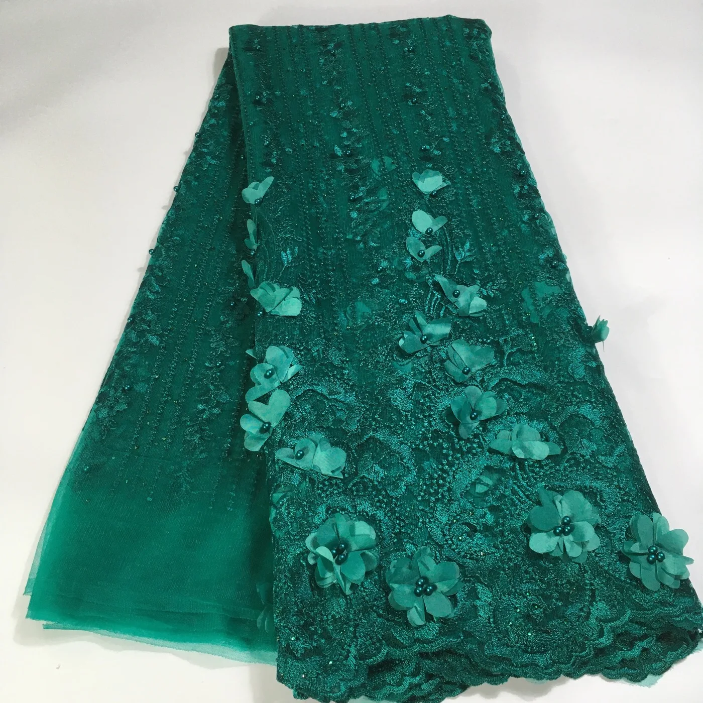 

Green Swiss Voile 3D Lace Fabric 2023 High Quality African Lace Fabric With Stones Nigerian French Tulle Beads Lace Fabric PPP02