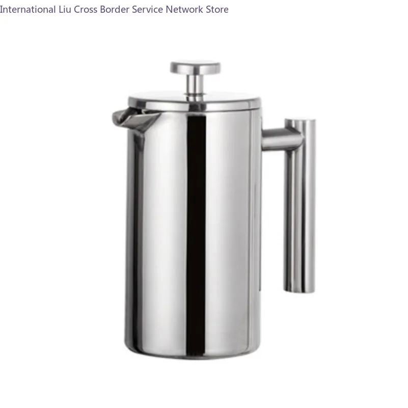 Coffee Pot 304 Stainless Steel French Press Pot Double Layer Hand Punch Straight Handle Brewing Pot