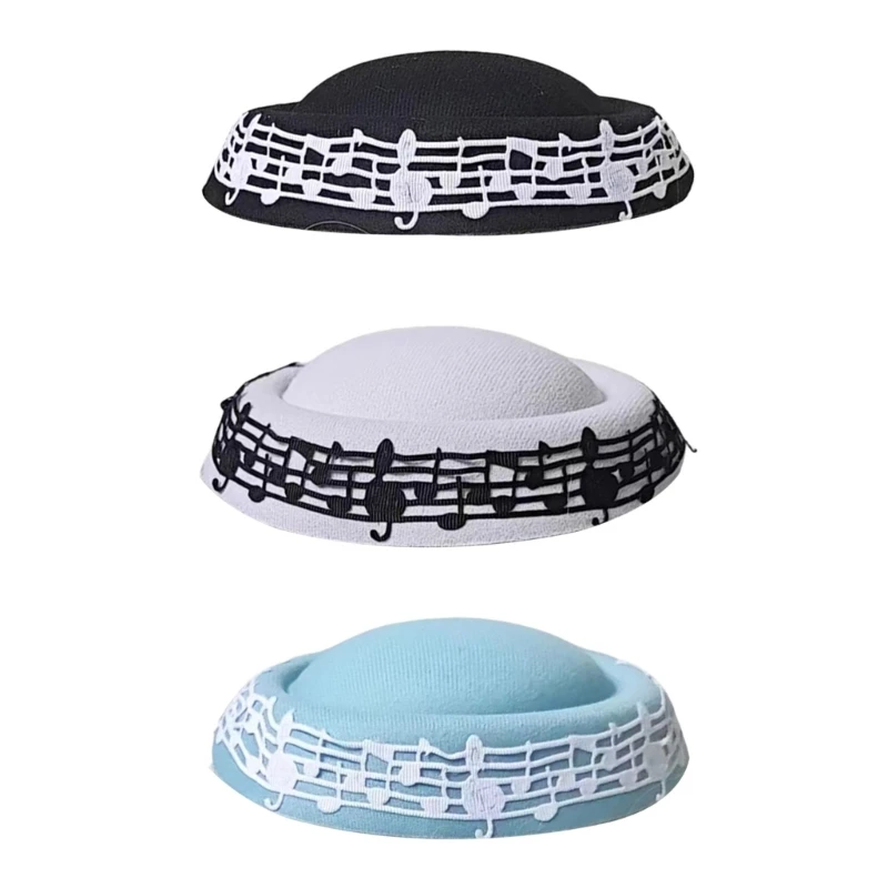 39BC Musical Note Homburg Top Hat Western Porkpie Hat Fascinator Base for Dinner Outdoor Casual Wear Photo Props