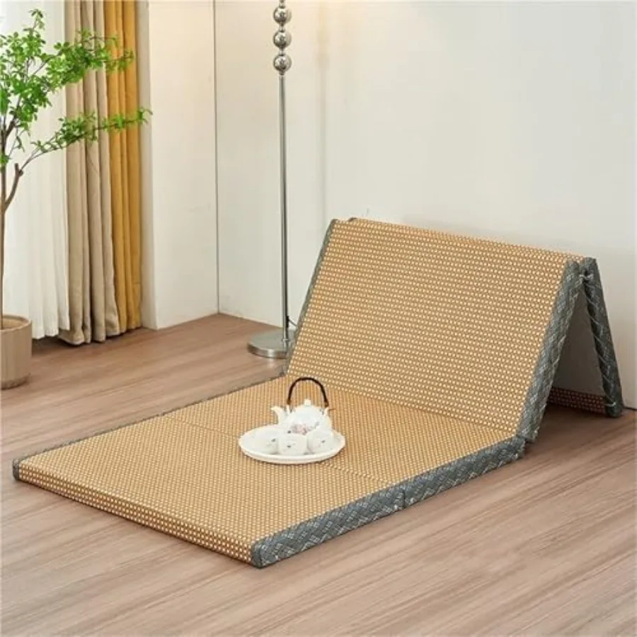 

Japanese Floor Mats Summer Breathable Sleeping Mat Portable Folding Mats Futon Bed Rattan Floor Bed Mat for Dormitory Travel Sp
